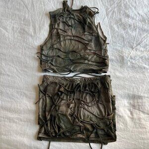 Distressed Tank Top / Skirt Set